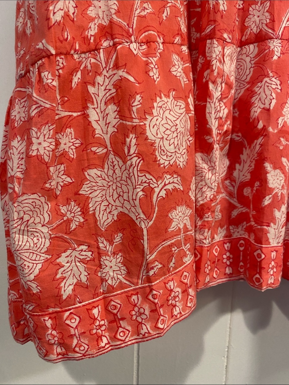 Marea Liz Joy Coral Floral Babydoll Mini Dress Cottagecore Boho Romantic Large - Picture 7 of 10